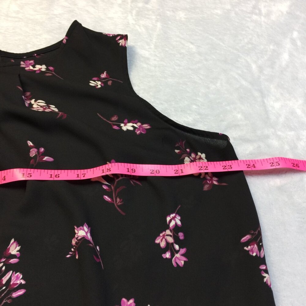Worthington Blouse Tank Top Size 2XL XXL Womans Black Purple Floral Sleeveless - Picture 11 of 13